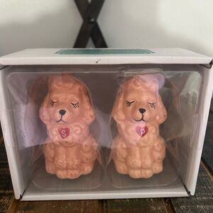 Boston Warehouse Pink Poodle Salt And Pepper Shaker Set French Poodle Dog NEW